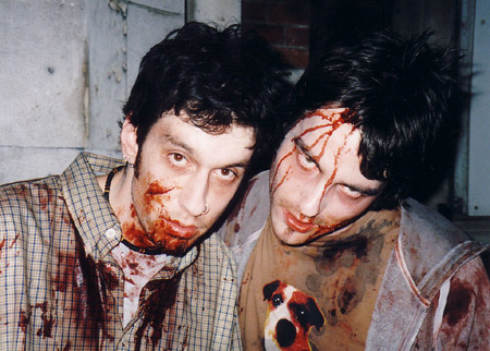 on set photos from Shaun of the Dead - new cross zombies