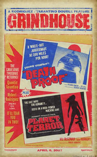 Poster and lobby cards for Tarantino and Rodriguez's <b>Grindhouse</b>.